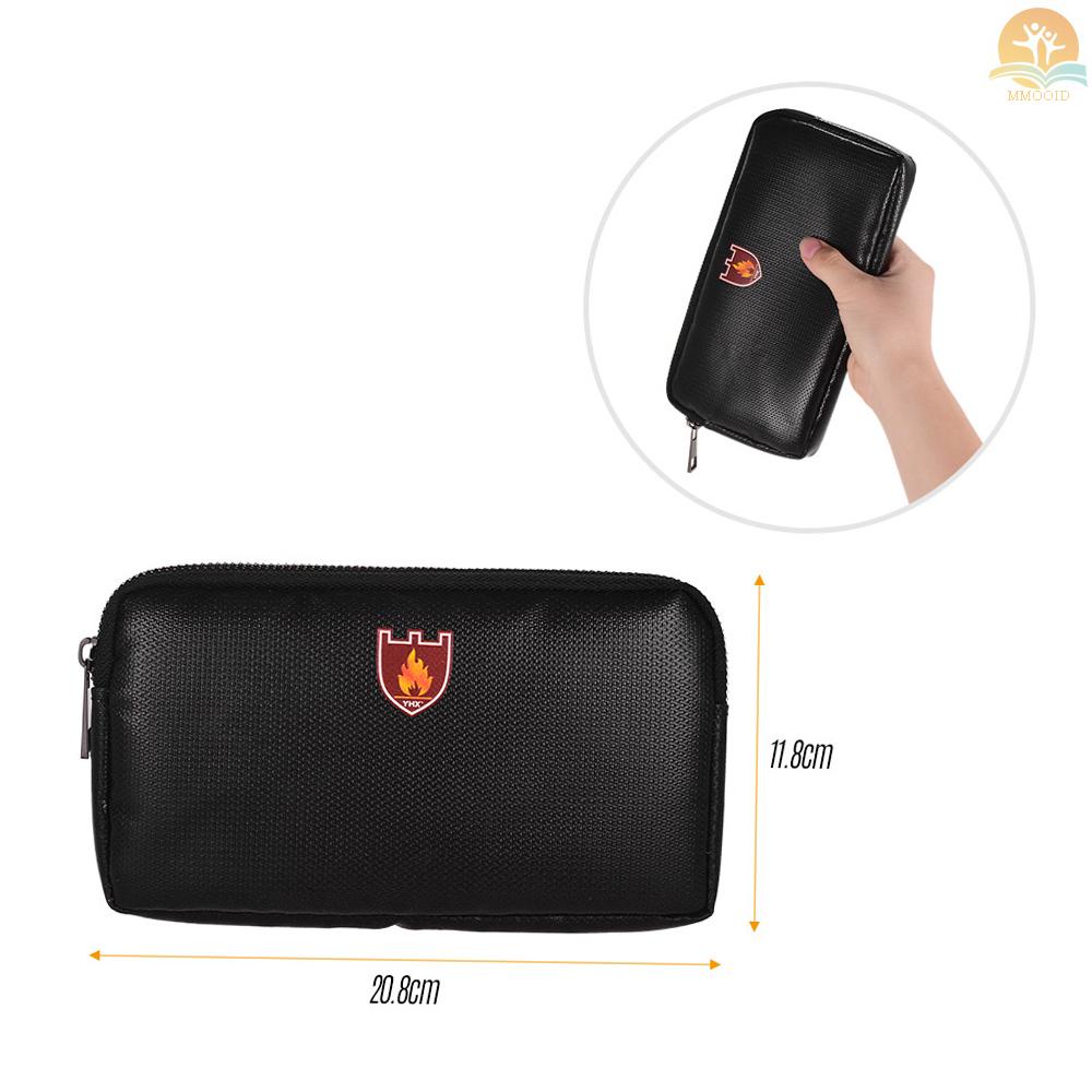 In Stock Portable Safe Organizer Fireproof Bag Water Resistant Carrying Box Silicone Material Storage Bags 8.19*4.65in Zipper Closure for Electronic Products  Phones Powerban
