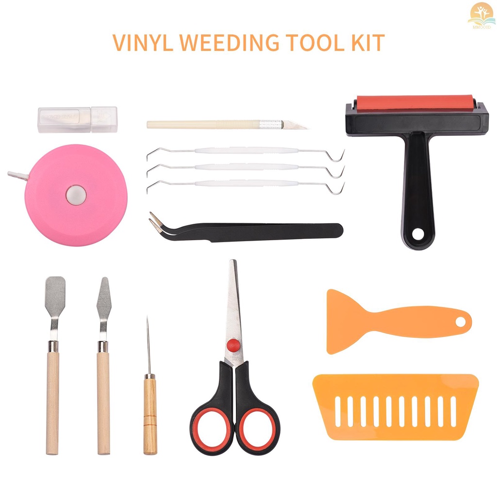 In Stock 19pcs Craft Vinyl Weeding Tools Set Dengan Brayer Tweezer Siluet Cameos Lettering Cutting DIY Perlengkapan Seni Craft Aksesoris Handmade Suitablr Untuk Mesin Transfer Panas