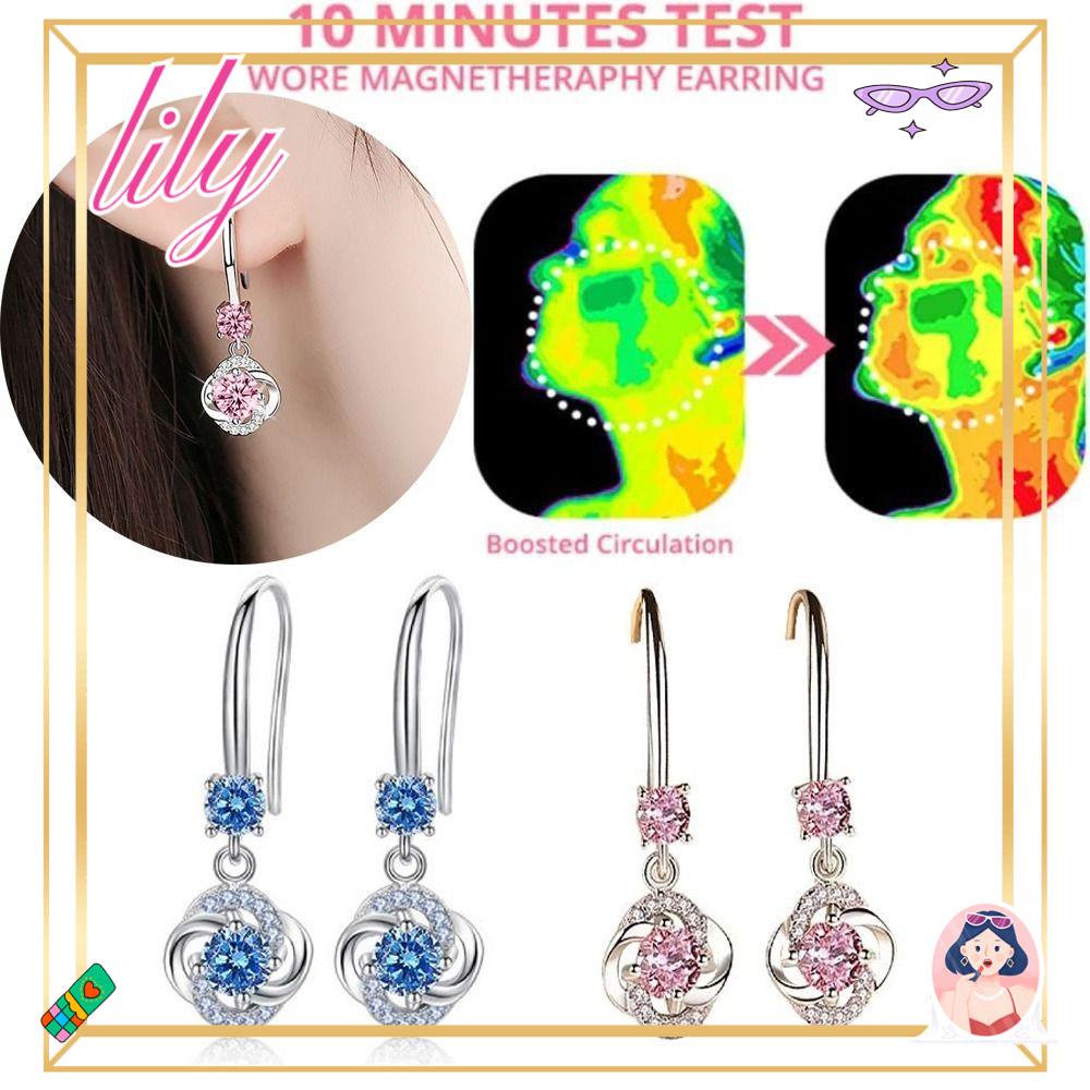 LILY 2pasang Anting Limfatik Magnetoterapi, Anting Germanium Magnetherapy Bertabur Berlian, Perhiasan Kreatif Tindik Anting Menjuntai Panjang Untuk Wanita