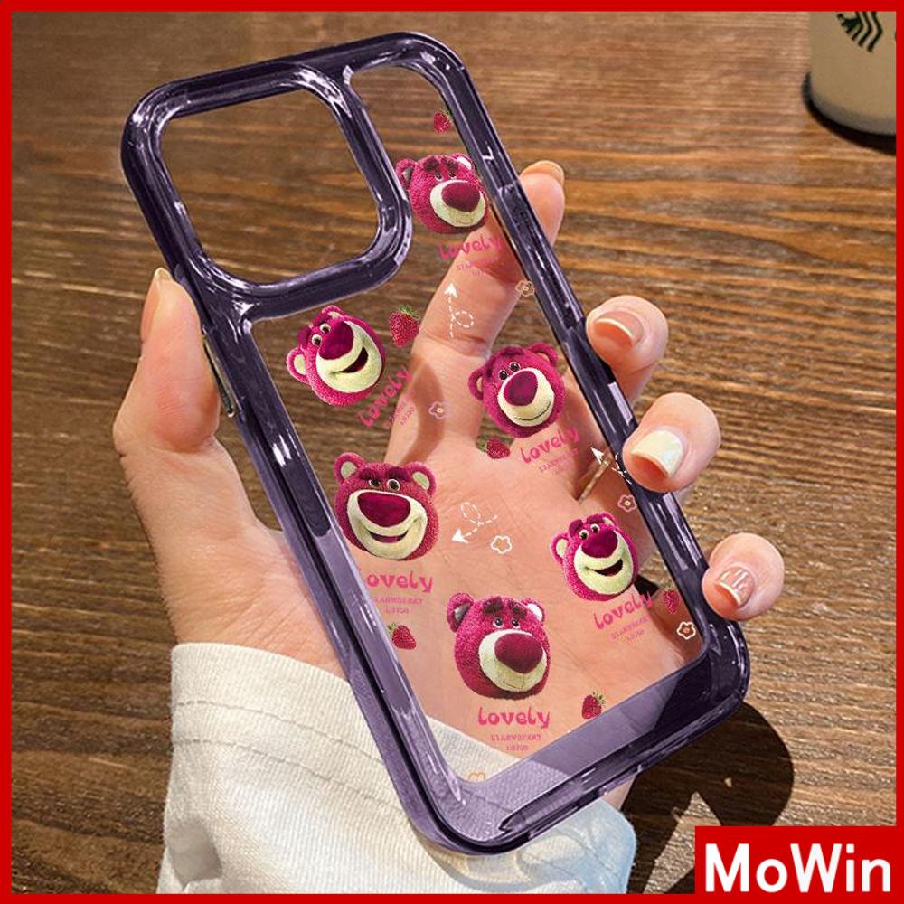 Case iPhone 14 Pro Max iPhone Case Space Hard Acrylic Phone Case Tombol Berlapis Tahan Guncangan Dalam Beruang Merah Muda Lucu Kompatibel dengan iPhone 13 Pro Max 12 Pro Max 11 Xr 6Plus 7Plus 8Plus