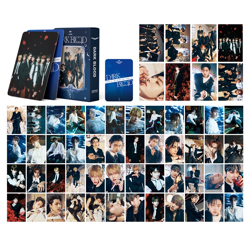 55pcs /box EN-HYPEN DARK BLOOD Photocards Album Sunoo Heeseung Jay Jake Niki Sunghoon Jungwon Lomo Kartu ENHYPEN Kpop Postcards