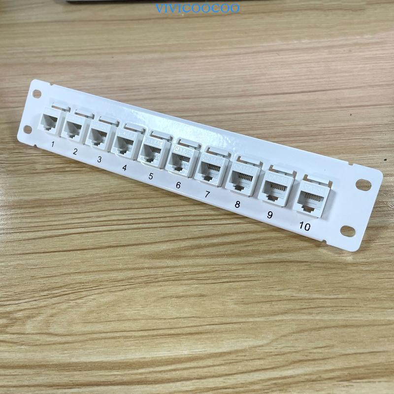 Vivi 10-Port CAT5e Patch Terlindung Panel 10G Ready Metal Housing Label Kode Warna