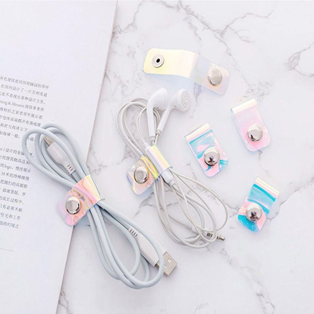 LANFY 10pcs Tali Pengikat Kabel, Pengikat Kabel Laser PVC, Kawat Kabel Telepon Multifungsi Reusable Winder Wrap Cable Buckle Straps Untuk Kantor Sekolah