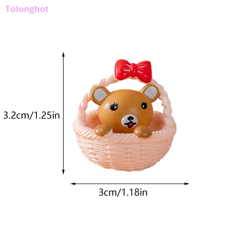 Tolonghot&gt; Lucu Keranjang Mini Cubs Ornamen Rumah Boneka Miniatur Mainan Kartun Beruang Boneka Mikro Lanskap Dekorasi well