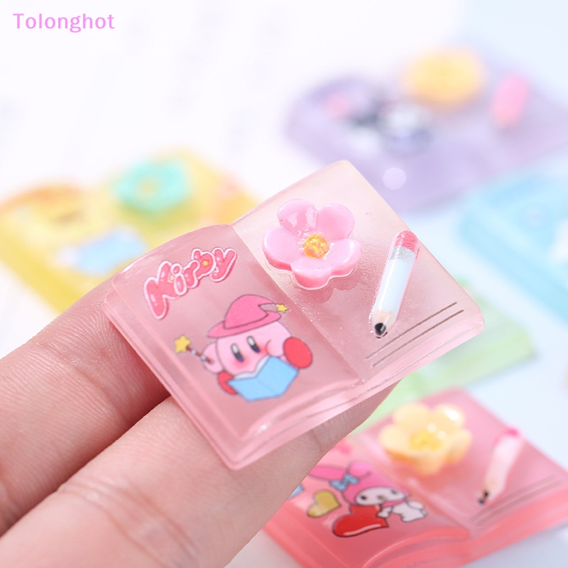 Tolonghot&gt; 5PCS DIY Jepit Rambut Cangkir Air Stiker Ponsel Case Aksesoris Hadiah Bercahaya Mini Resin Kartun Memutar Bunga Pensil Buku well