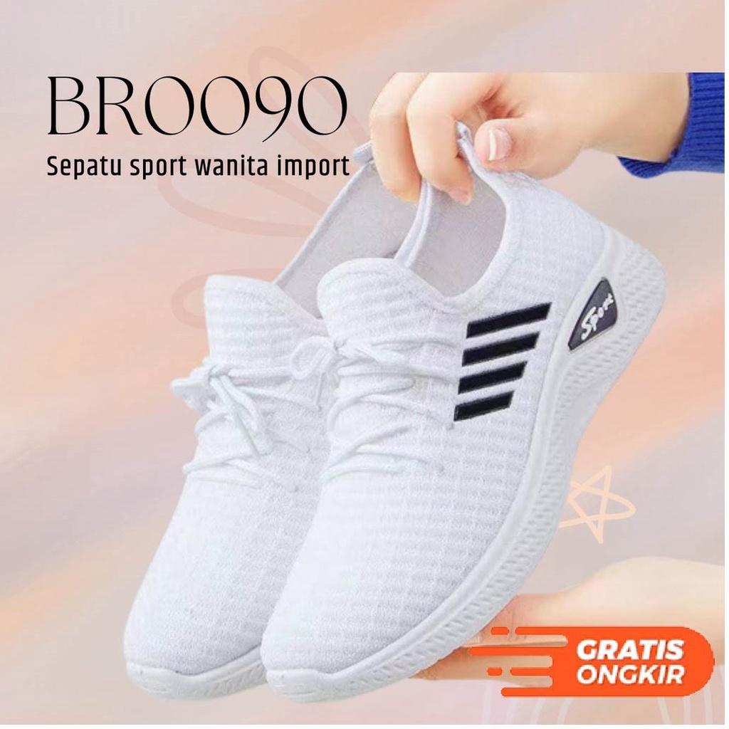 Sepatu Sneakers Wanita Import Sepatu Sport Rajut Wanita Motif Garis 3 Sepatu Fashion Wanita Korea GR