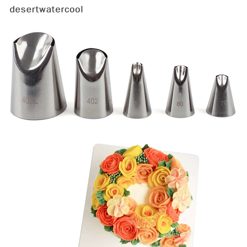 Deid 5pcs Petal Stainless Steel Icing Piping Nozzle Cream Tips Kue Krim Pastry Alat Martijn