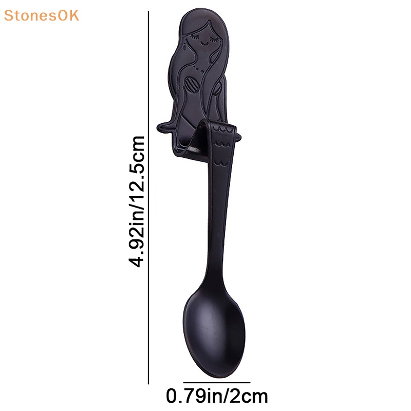 Stones 1Pc Sendok Kopi Mermaid Scoop304Stainless Steel Hanging Coffee Spoon Sendok Teh Gula Es Krim Tea Spoon Alat Dapur ID