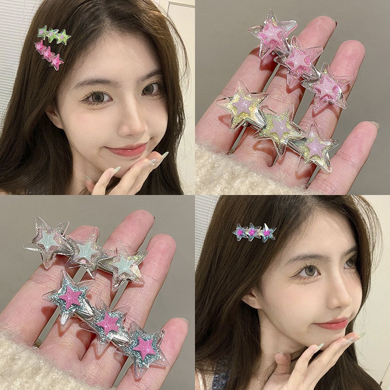 Ahellogirl Dopamin Gadis Jepit Rambut Y2k Gaya Milenial Aksesoris Lucu Bintang Berujung Lima Jepit Rambut Kecil Musim Panas Warna Jepit Rambut