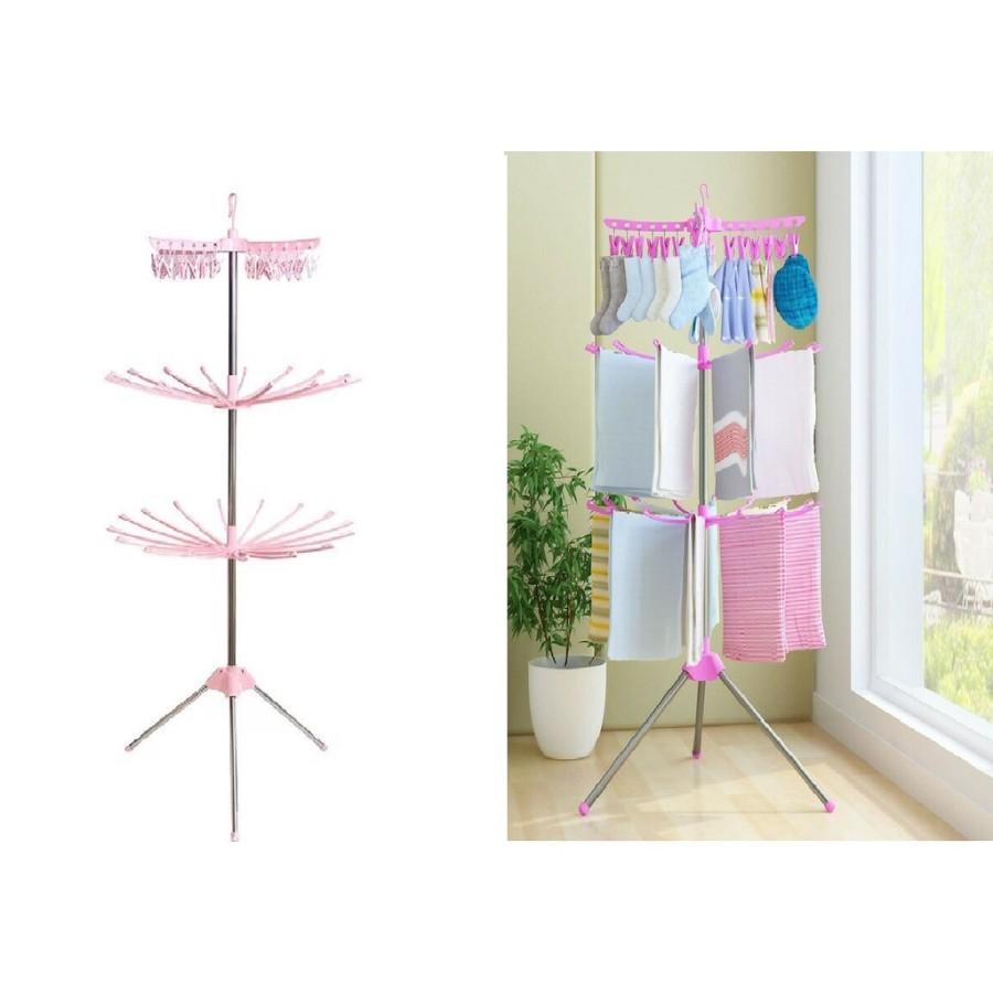 JEMURAN MENARA LIPAT 3 TINGKAT JEMURAN BAJU BAYI TRIPOD JEPITAN MUTER 360⁰-2