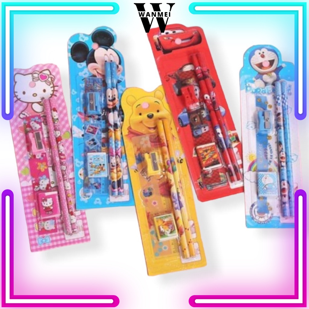 

WM Stationery Mini Set Alat Tulis Sekolah Karakter 5IN1 / Alat Set Tulis Anak Karakter Lucu