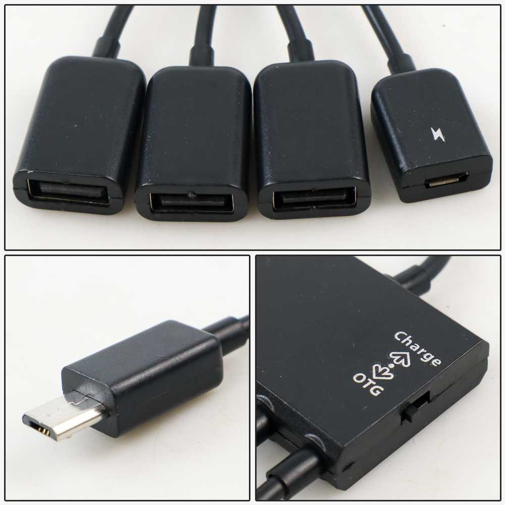 Pencabang Kabel Multifunction Micro USB OTG Hub 4 in 1 Data Cable & Charge - M3H4