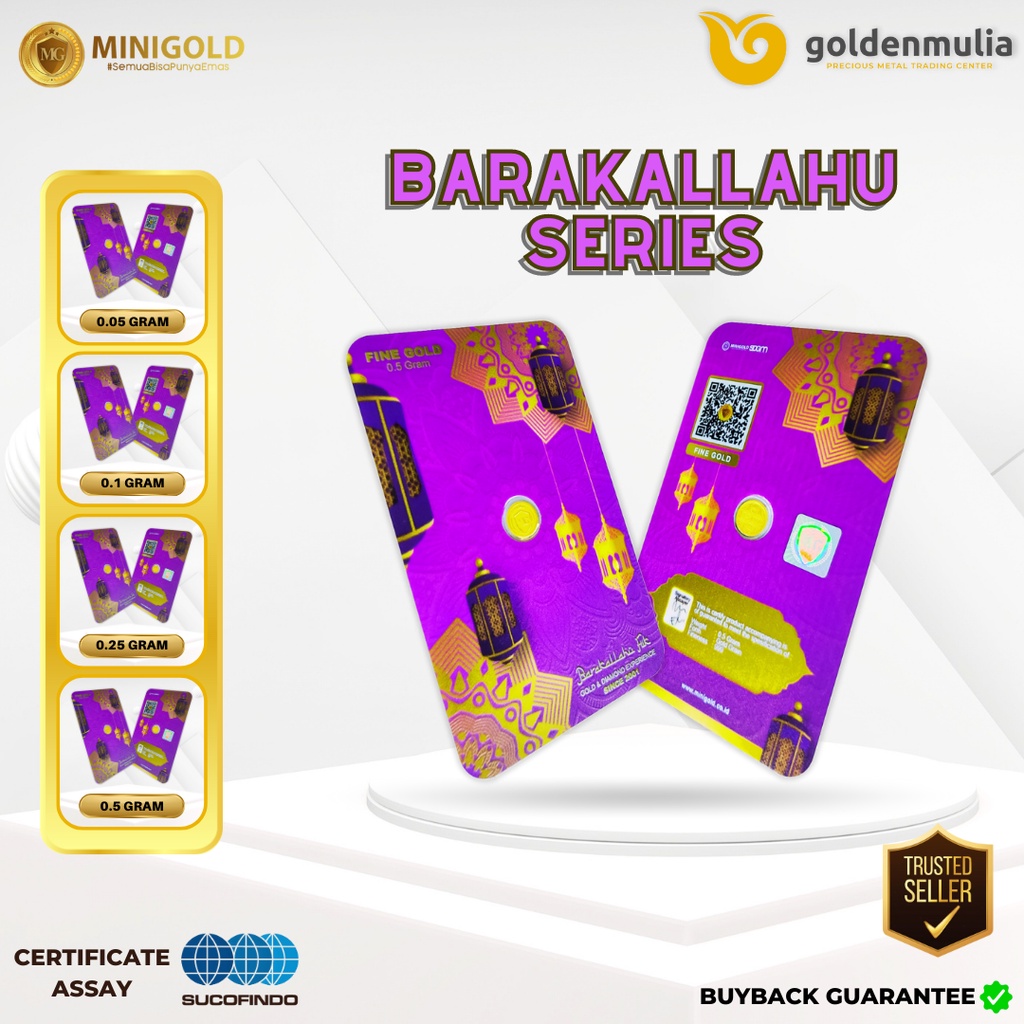 Golden Mulia MINI GOLD Gift Series Barakallahu Ungu 0.5 gr