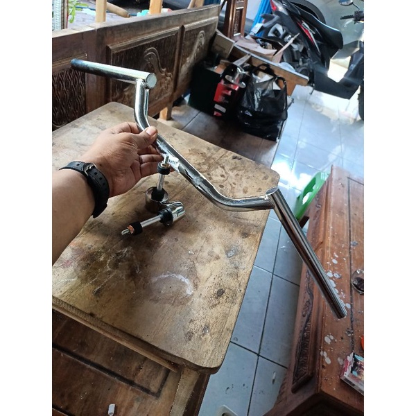 SETANG/SETIR SPRINTER BESI CROOM PENDEK SET JALU SETANG FU 1 SET(STANG+ JALU SETANG FU (BUAT SEMUA M