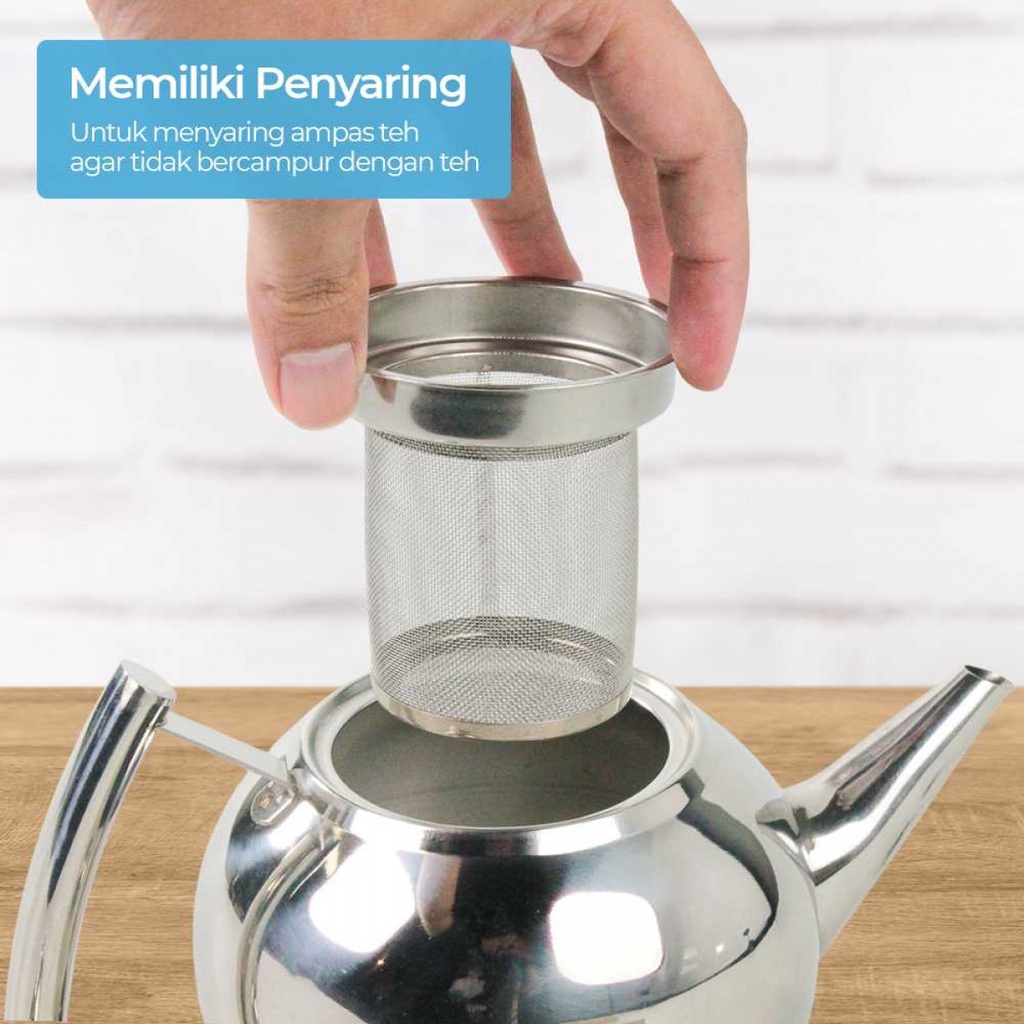 TERBARU TEKO AIR TEH KOPI WATER KETTLE 1L WITH FILTER TEKO AIR TEKO SAJI STAINLESS TEKO ZAM ZAM