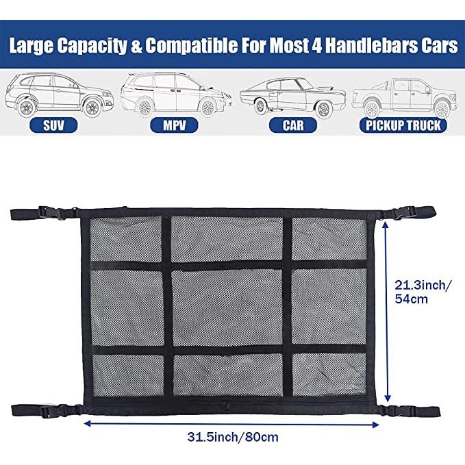 Jaring Plafon Mobil  Jaring Cargo Atap Plafon Dalam Mobil Kantong Jaring Penyimpanan Untuk Atap Interior Mobil 【Leleh】