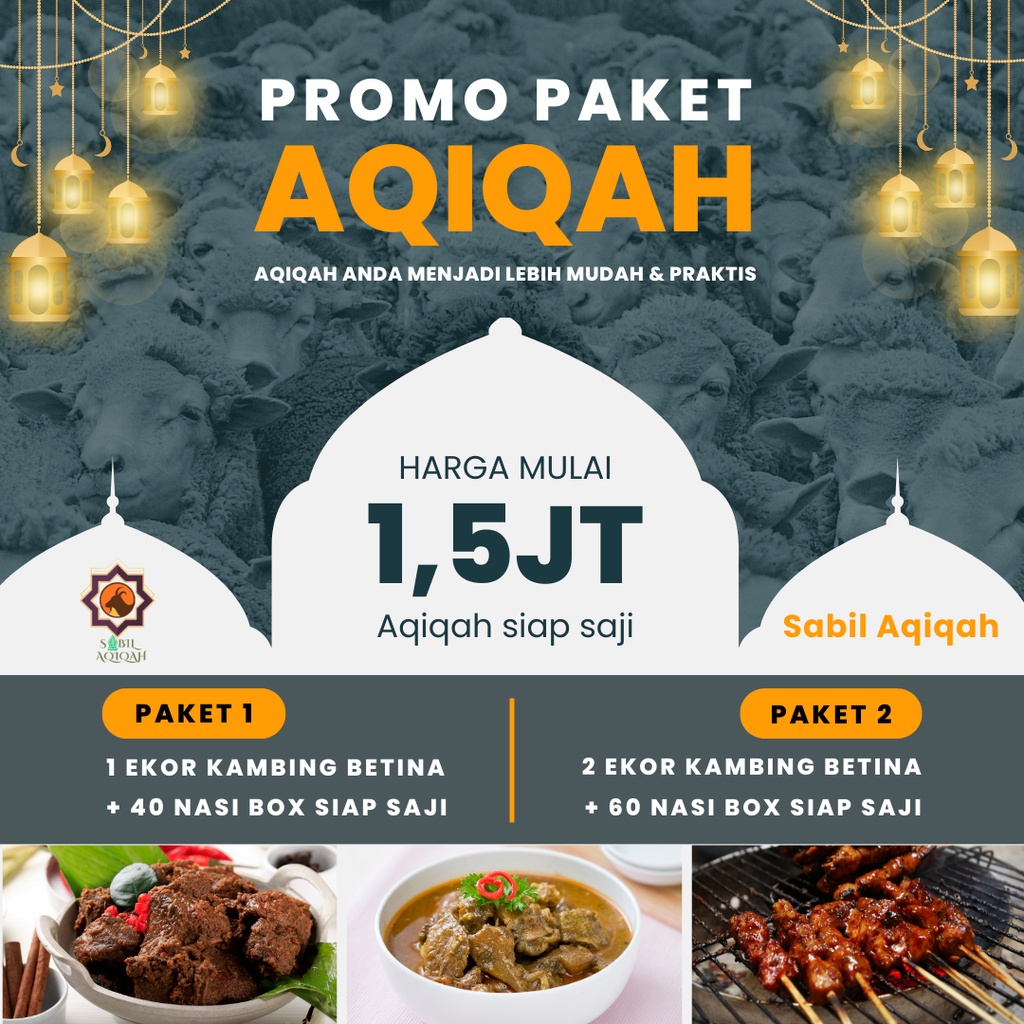 

Aqiqah Sabil - Paket Jasa Aqiqah Reguler Bento PAKET AQIQAH ANAK PEREMPUAN AQIQAH ANAK LAKI LAKI 1 EKOR KAMBING DOMBA BETINA DAN KAMBING DOMBA JANTAN PLUS NASI BOX BENTO DAN LAUK PAKET HEMAT MURAH