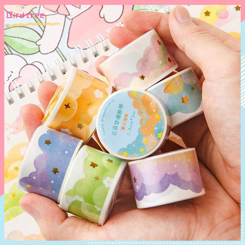 

[Ready❤️]Stiker DIY Bahan Pita Kertas Pola Kartun Bronzing Dekoratif Gulungan- BS