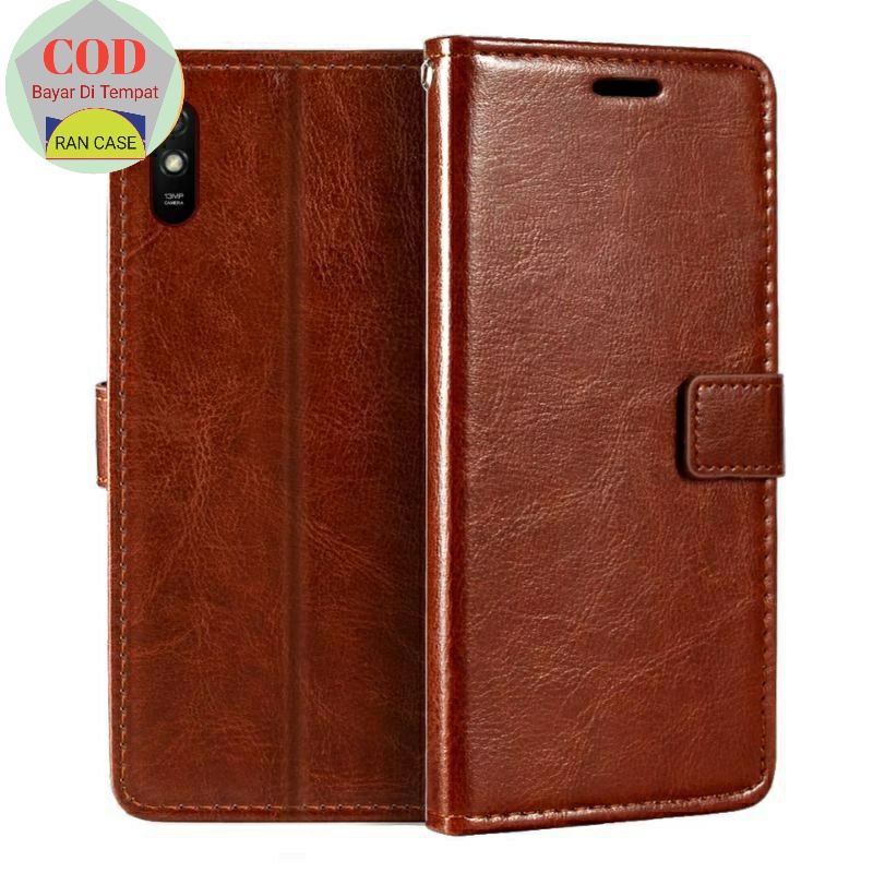 CASE XIAOMI REDMI 9A LEATHER CASE SARUNG HP DOMPET KULIT FLIP COVER KESING HEADPHONE