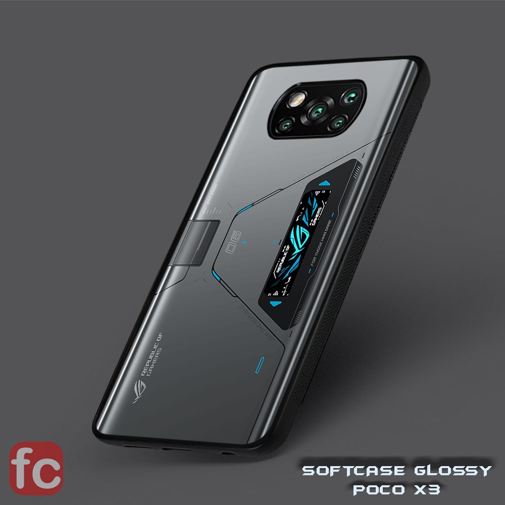 Custom Case Glossy Poco X3 Pro Nfc |FR87| Poco x3 Tpu Efek Kaca ROG