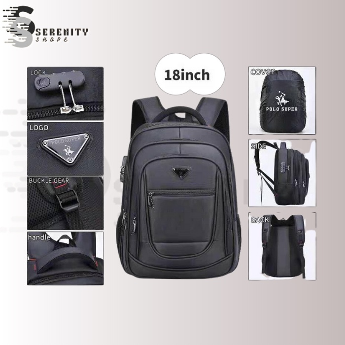 PROMO!! Tas Ransel Pria Tas Laptop Import PL Power USB Port Tas Punggung Pria Tas Laptop Polo Dual USB