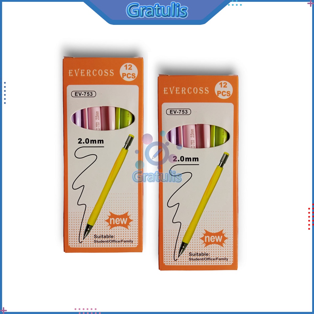 

PENSIL MECHANICAL EVERCOSS EV-753 [1 PACK/2.0 MM]/ PENCILS MEKANIK / PERLENGKAPAN MENGGAMBAR PINSIL ISI ULANG 1 PAK
