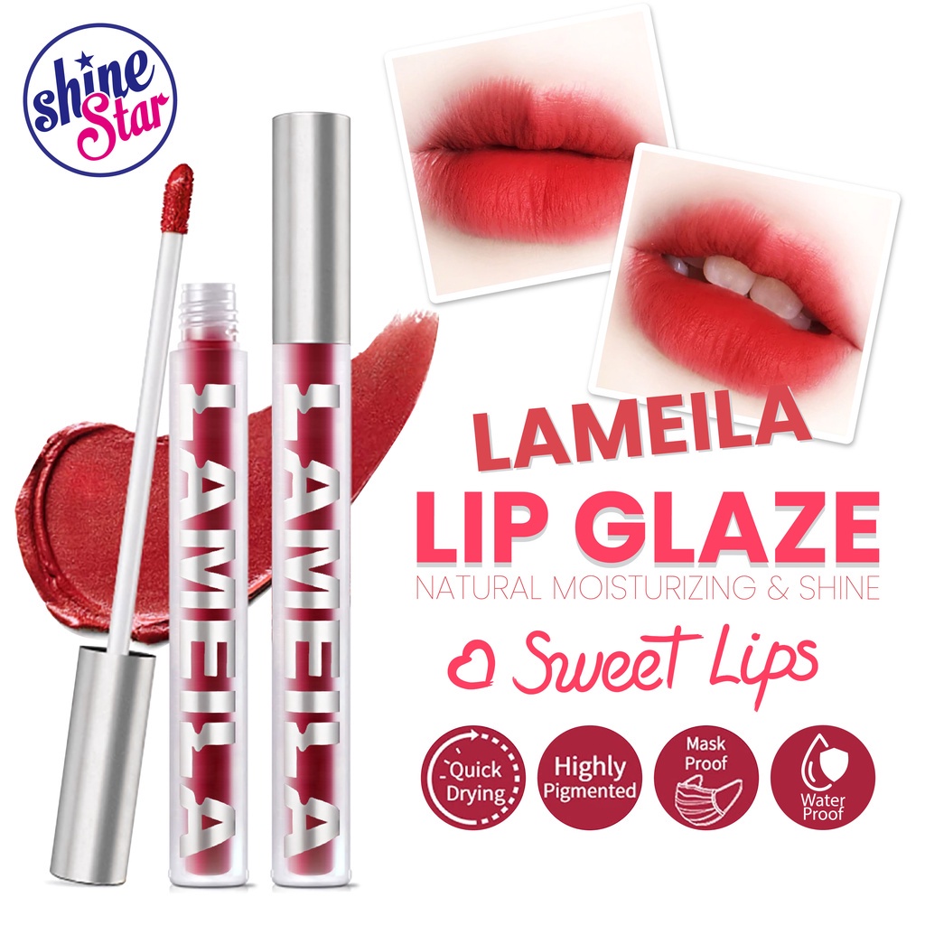 Lipstik matte LAMEILA 2028 | Matte Lip Tint 6 Varian Warna Tahan Air Tahan Lama Lip Gloos