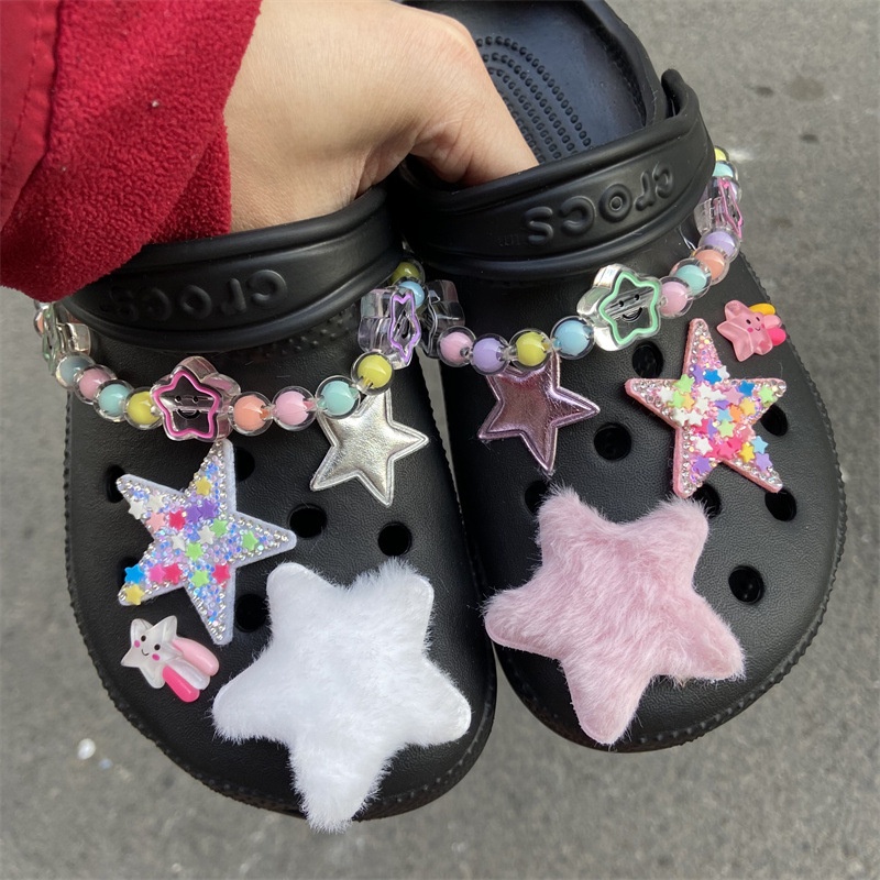 &lt; Bintang &gt; cocs jibbiz diy Shoe accessorie ins Shoe Decoration Sticker croc clog jbbitz Gesper Sepatu Untuk crocs charm pin