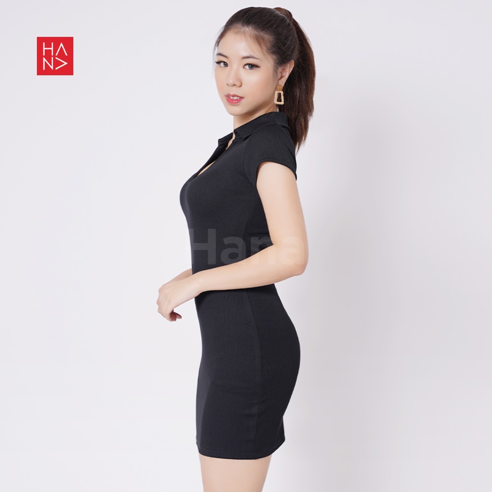 HanaFashion JKT-Emmanuela Collar V-Neck Dress Wanita - CD130
