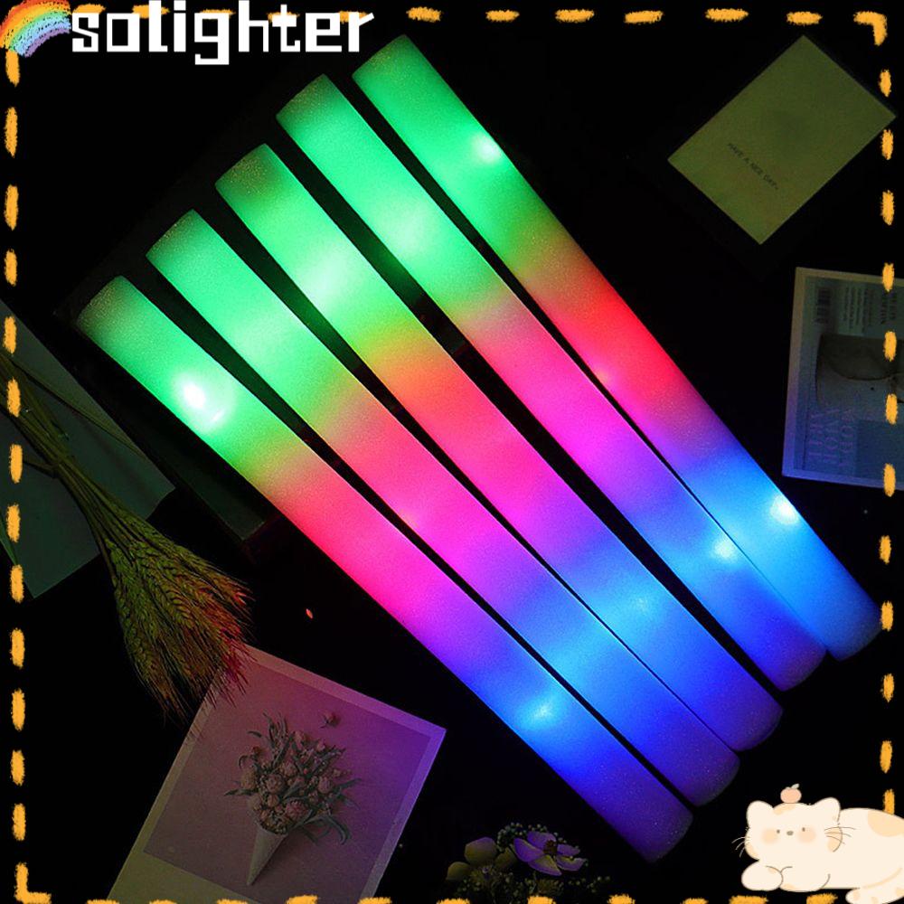 Solighter 1/5pcs Acara Stik Busa LED Kedip Warna-Warni Untuk Festival Pesta Glow in the Dark Cheer Tube