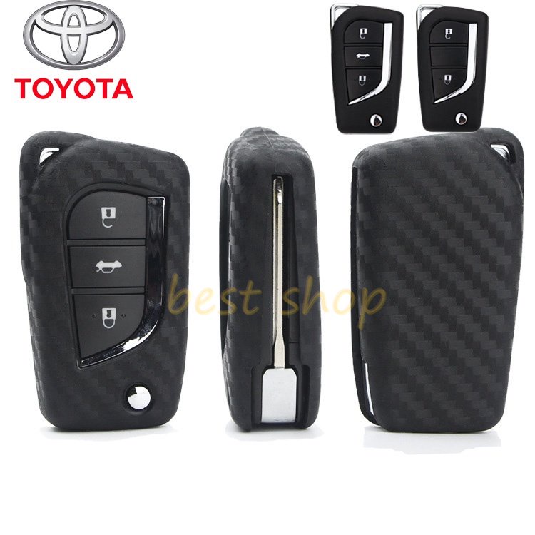 Cover Case Kunci Mobil Serat Karbon Untuk Toyota Hilux Revo Innova Rav4 Fortuner Innova G/V