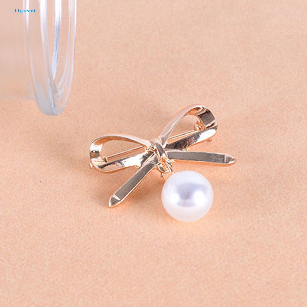 Lilyscent 2 Pcs Wanita Lady Fashion Ikatan Simpul Besar Mutiara Imitasi Alloy Bros Pin Perhiasan Hadiah