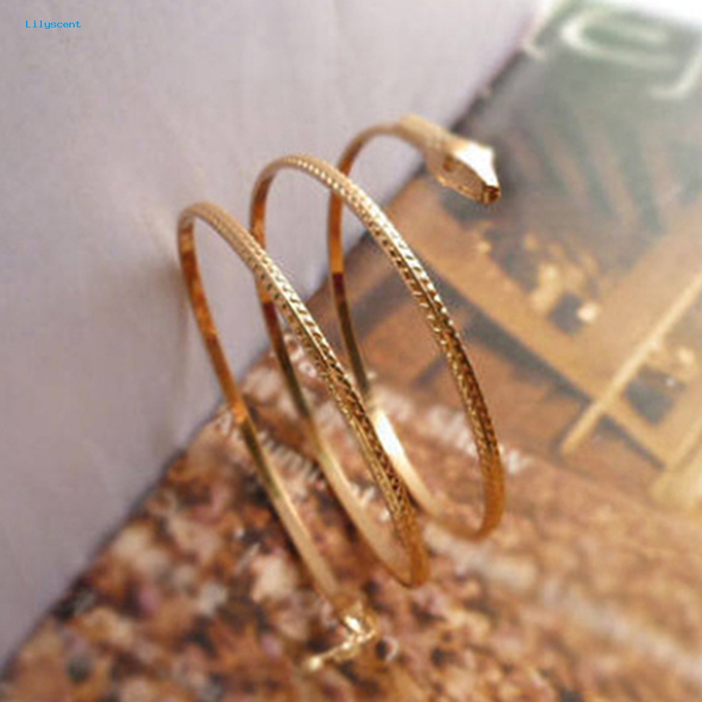 Gelang Emas Spiral Ular Lilyscent Untuk Kehidupan Sehari-Hari Armlet Armband Bangle Bracelet Fashion