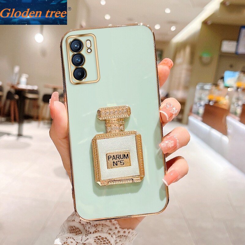 Gloden tree Casing Case Untuk OPPO Reno 6Z 5G Reno6Z Reno6 Pro 6 Reno6 Pro+5G Reno6 Pro 5G Case Dengan Botol Parfum Lipat Kickstand Cakupan Penuh Casing Kamera