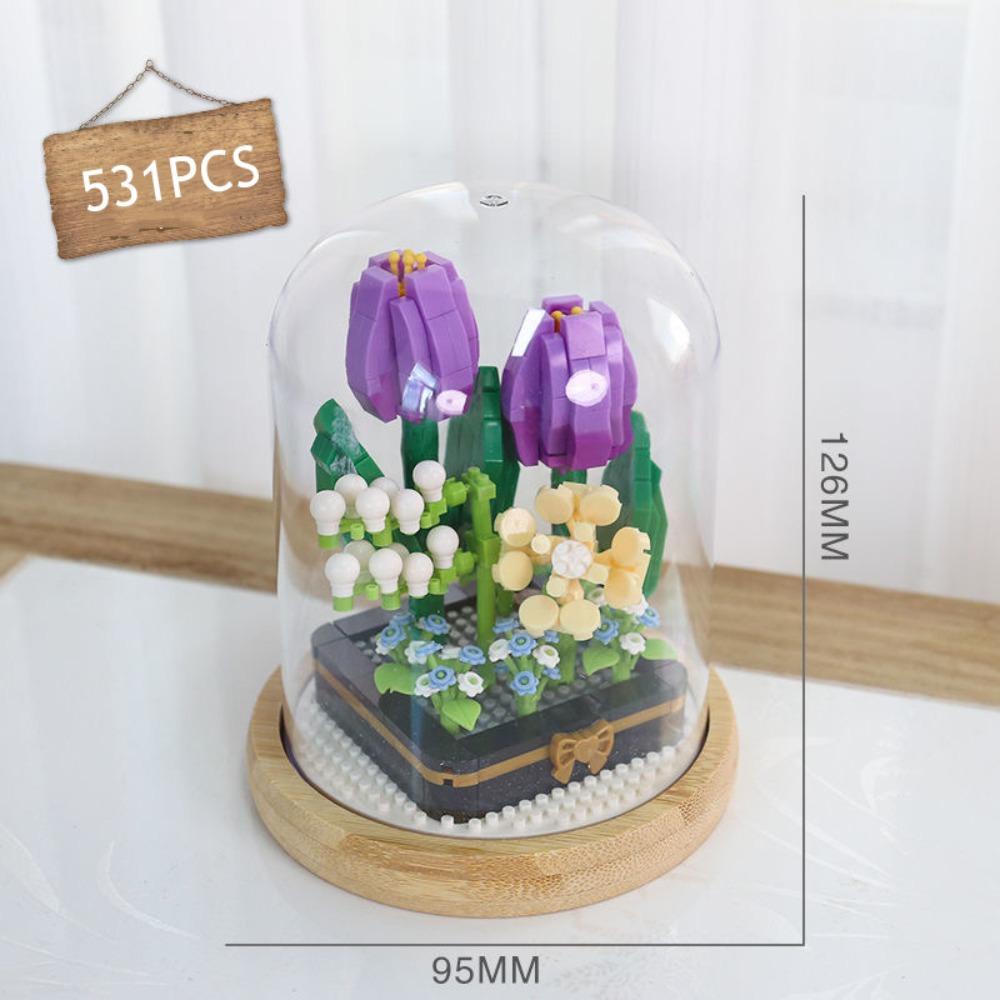 Mxbeauty Ornamen Bunga Blok Bangunan Untuk Anak Mainan Majelis Puzzle Rakitan Diy Tanaman Pot Diy Pot Buket Rumah Ornamen Interaksi Mainan Diy Blok Bangunan