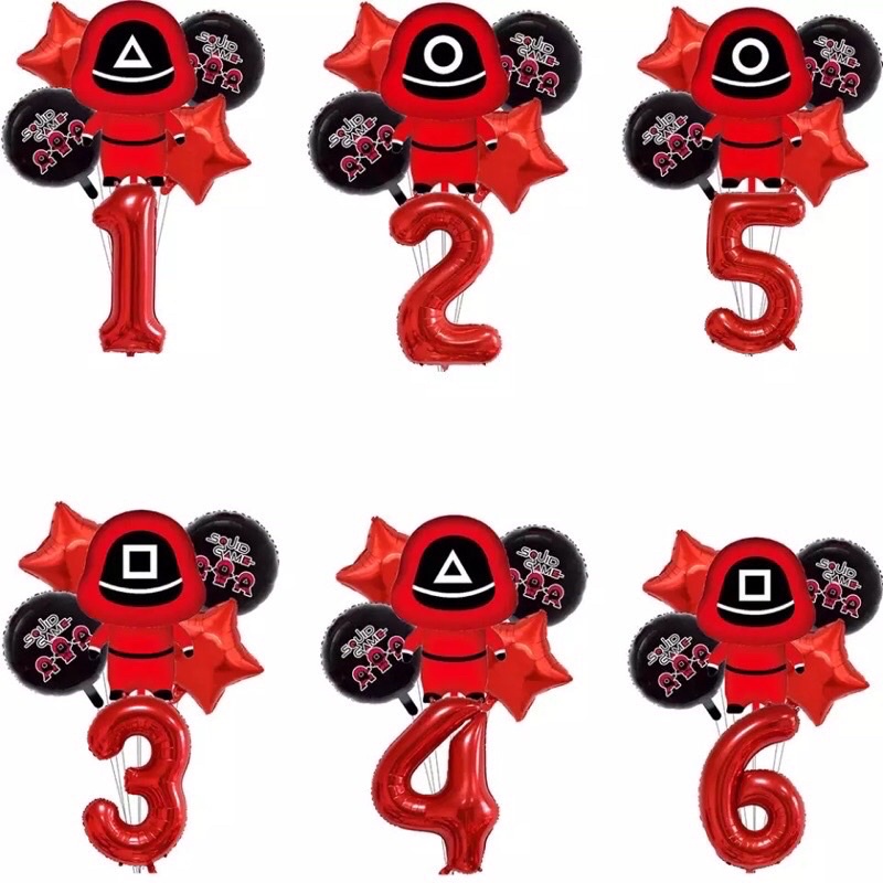 Paket Dekorasi Ulang Tahun Tema Squid Game Angka (PD11)