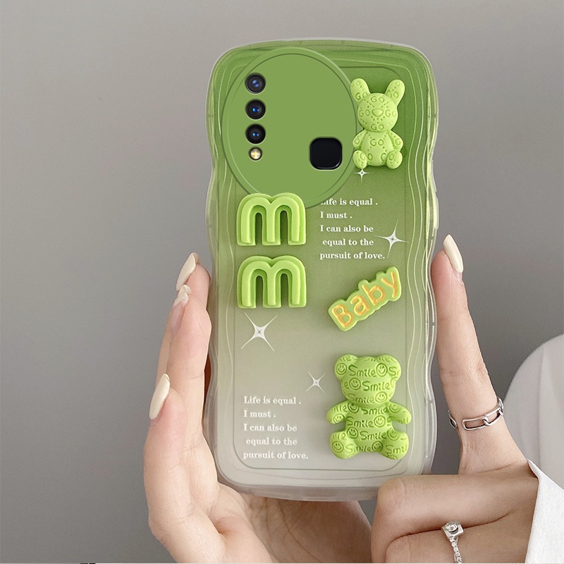 Andyh Casing Ponsel Untuk Vivo Y19 Y5S U3 U20 Phone Case 3D Alphabet Bear Pelindung Kamera Pelindung Penutup Belakang Couple Case