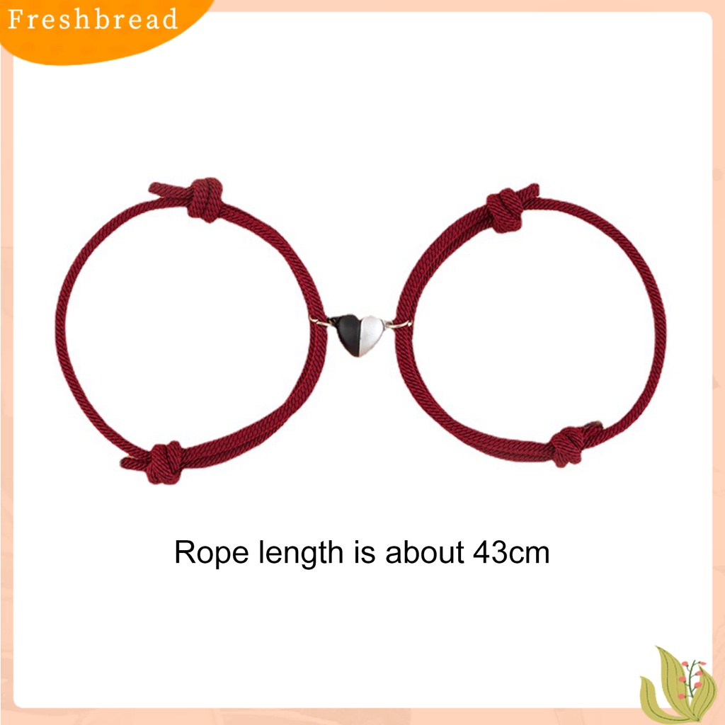 &lt; Freshbread &gt; 2Pcs/Set Tali Bangle Anti Luntur Pengerjaan Halus Gelang Liontin Hati ic Tampak Bagus Untuk Pasangan