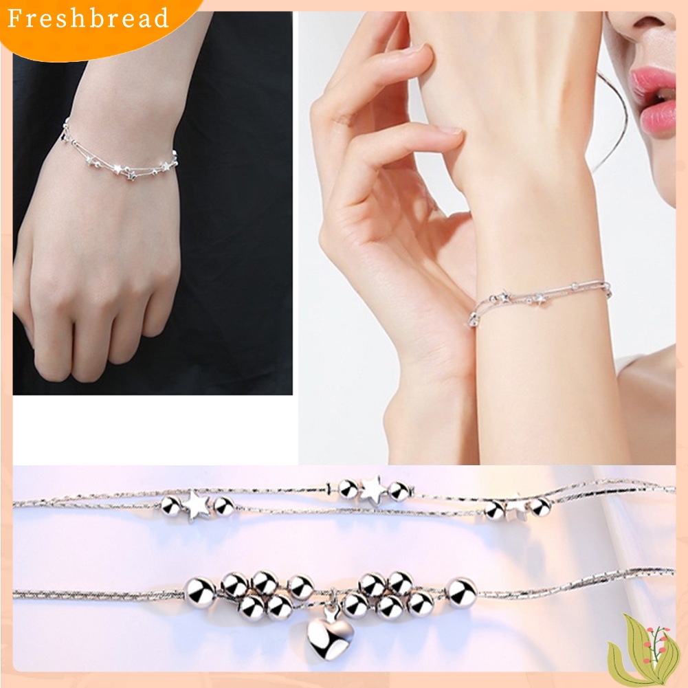 &lt; Freshbread &gt; Fashion Wanita Hati Bintang Manik-Manik Pesona Gelang Bangle Tangan Rantai Perhiasan Hadiah