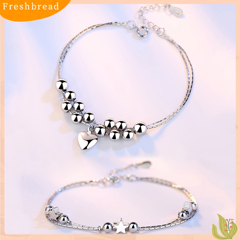 &lt; Freshbread &gt; Fashion Wanita Hati Bintang Manik-Manik Pesona Gelang Bangle Tangan Rantai Perhiasan Hadiah