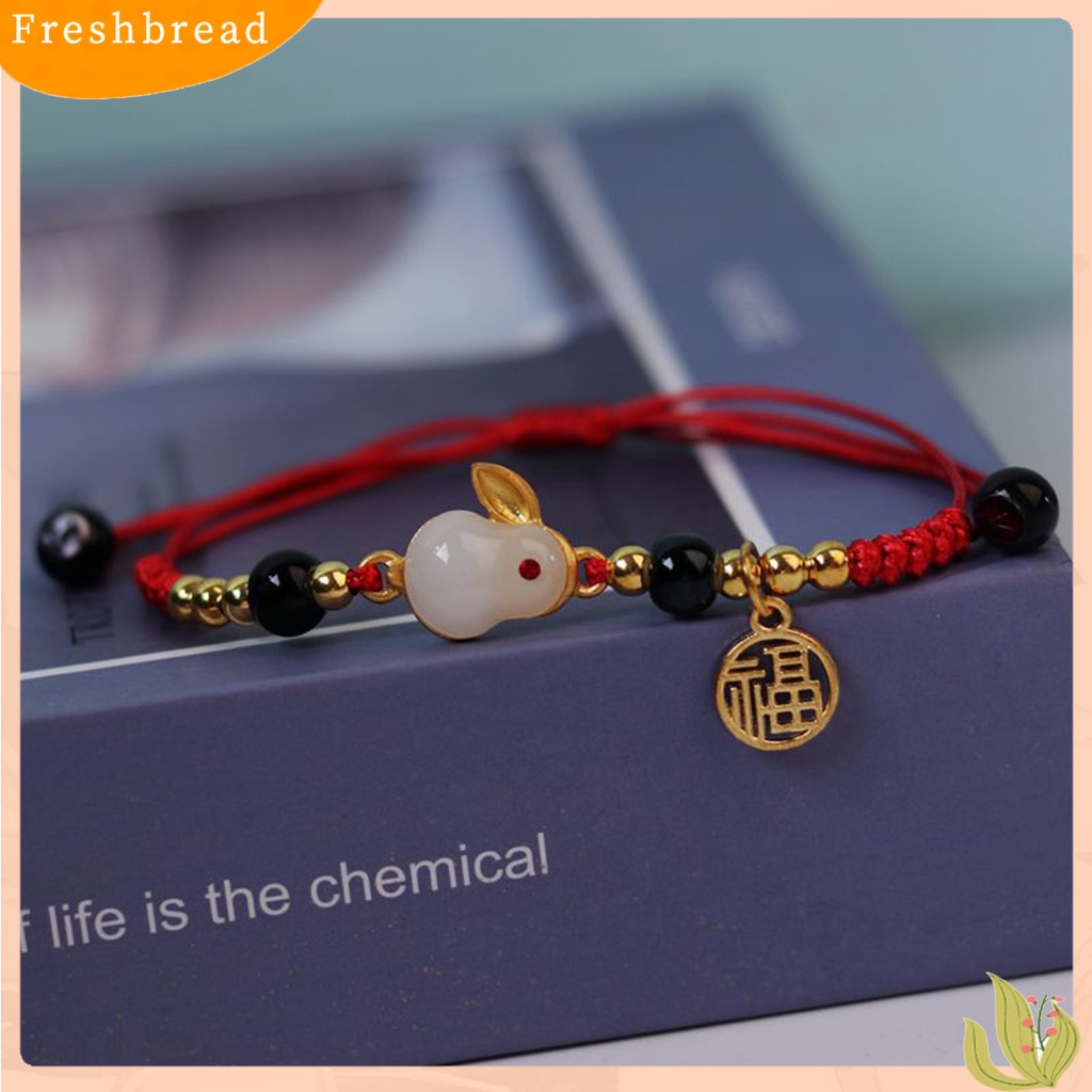 &lt; Freshbread &gt; Wanita Gelang Buatan Tangan Tali Yang Dapat Disesuaikan Pengerjaan Halus Prospek Yang Baik Maskot Pesona Tanda Berkah Multi-Gaya Zodiak Kelinci Beruntung Dikepang Strand Bracelet