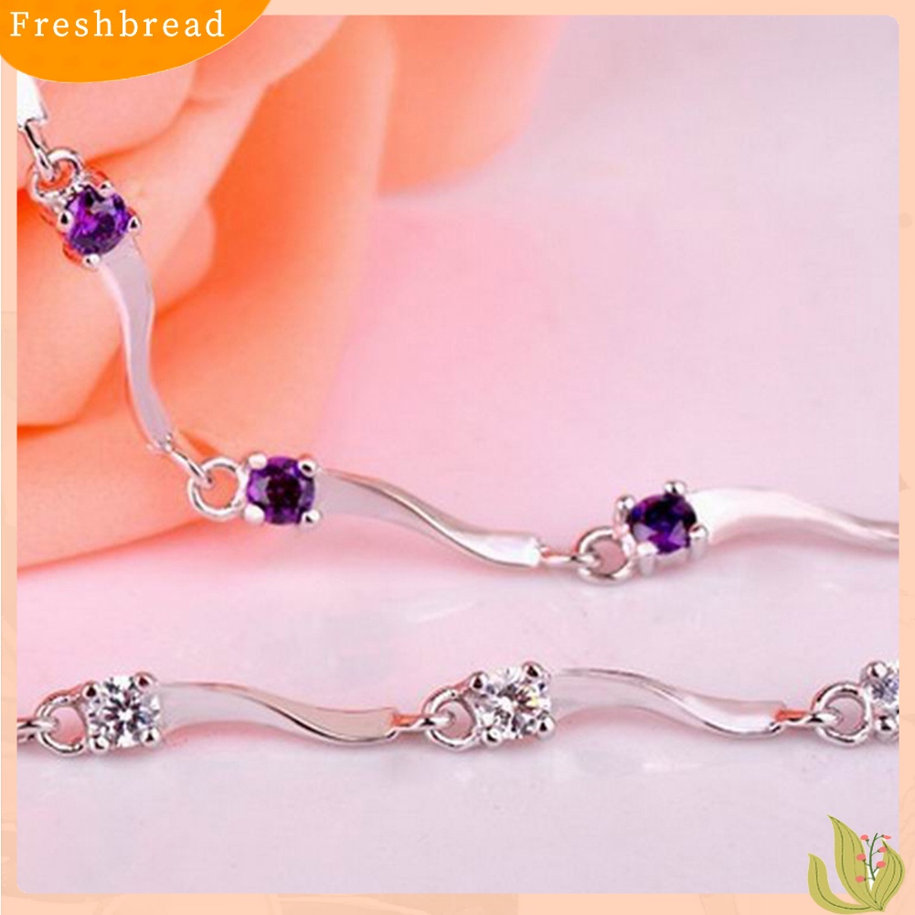 &lt; Freshbread &gt; Wanita Fashion Gelang Zirkon Hias Pesona Perhiasan Adjustable Bangle Pesta Hadiah