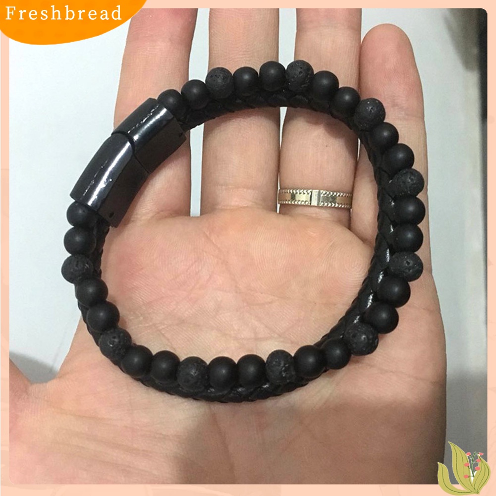 &lt; Freshbread &gt; Fashion Pria Manik-Manik Batu Alam ic Gesper Gelang Bangle Perhiasan Hadiah