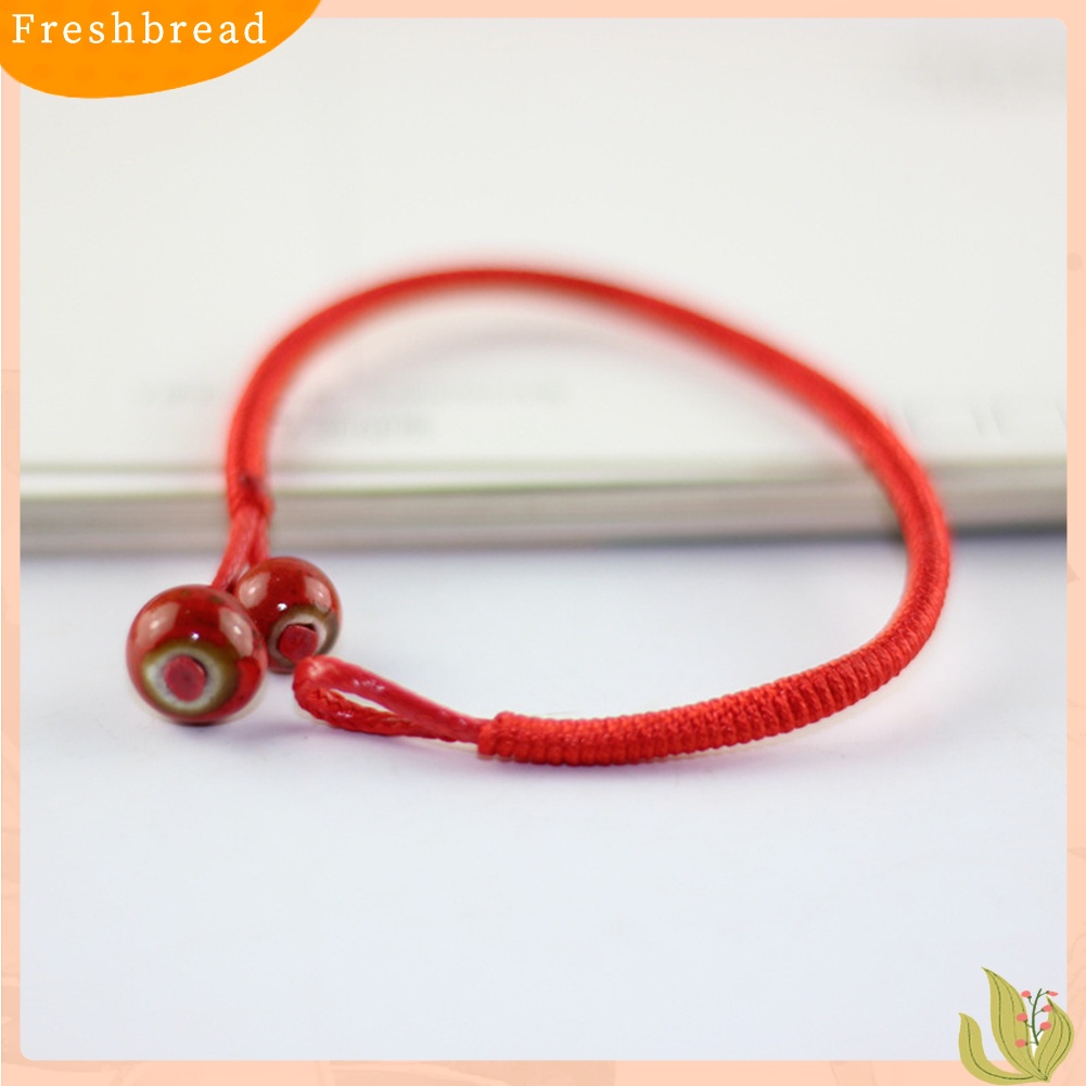 &lt; Freshbread &gt; Unisex Manik-Manik Keramik Pesona Dikepang Tali Beruntung Gelang Bangle Perhiasan Hadiah