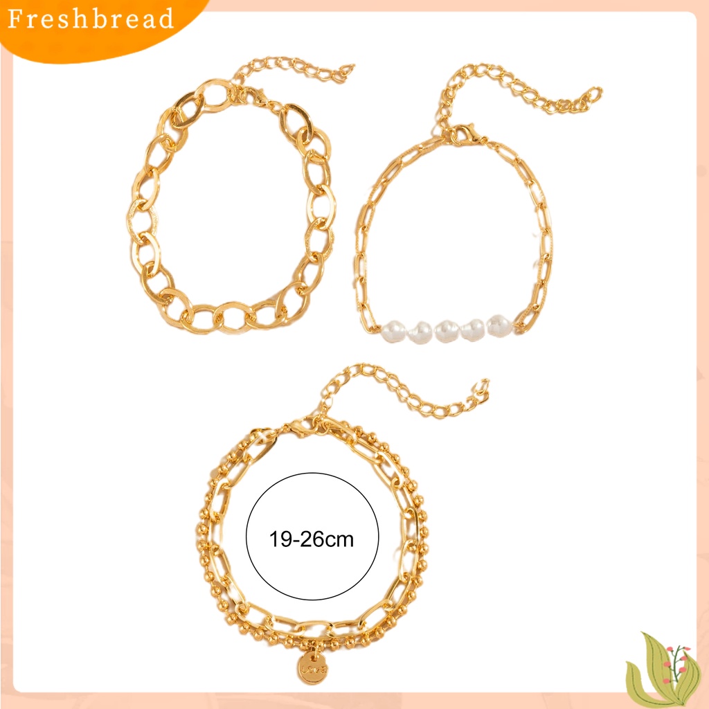 &lt; Freshbread &gt; 3Pcs Gelang Wanita Love Adjustable Jewelry Gelang Bohemian Elegan Untuk Pantai