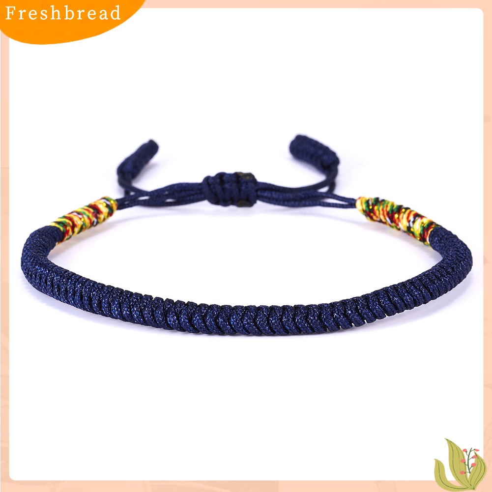 &lt; Freshbread &gt; Wanita Pria Buatan Tangan Simpul Dikepang Tali Gelang Adjustable Beruntung Bangle Perhiasan