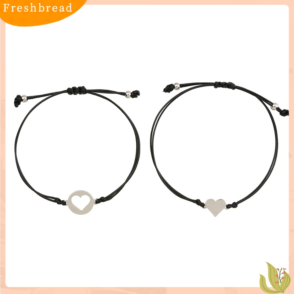 &lt; Freshbread &gt; 2Pcs/Set Gelang Persahabatan Tali Anyaman Yang Dapat Disesuaikan Kasual Geometris Semua Pertandingan Dekorasi Hadiah Teman Terbaik Fashion Hati Kupu-Kupu Sisters Card Bracelets