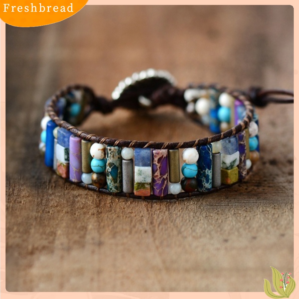 &lt; Freshbread &gt; Boho Wanita Multicolor Multilayer Kulit Imitasi Menenun Permata Manik-Manik Gelang Perhiasan