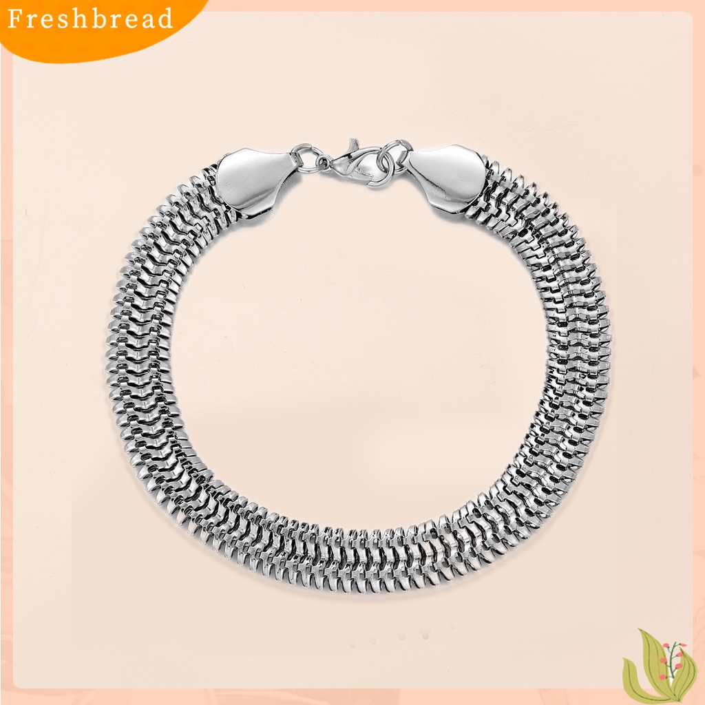 &lt; Freshbread &gt; Gelang Rantai Pria Double Layer Flat Snake Chain Jewelry Hip Hop Geometris Bangle Fashion Jewelry