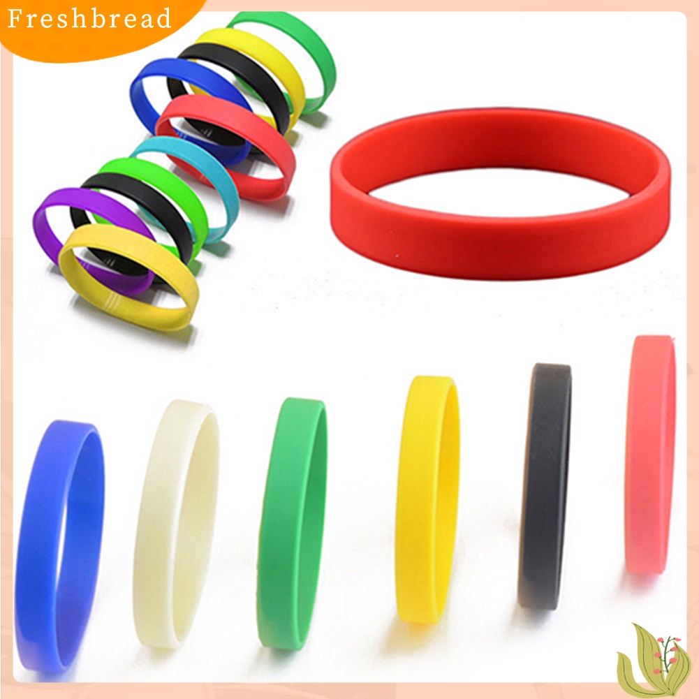 &lt; Freshbread &gt; 2Pcs Fashion Silicone Wristbands Wrist Band Gelang Desain Olahraga Warna Solid